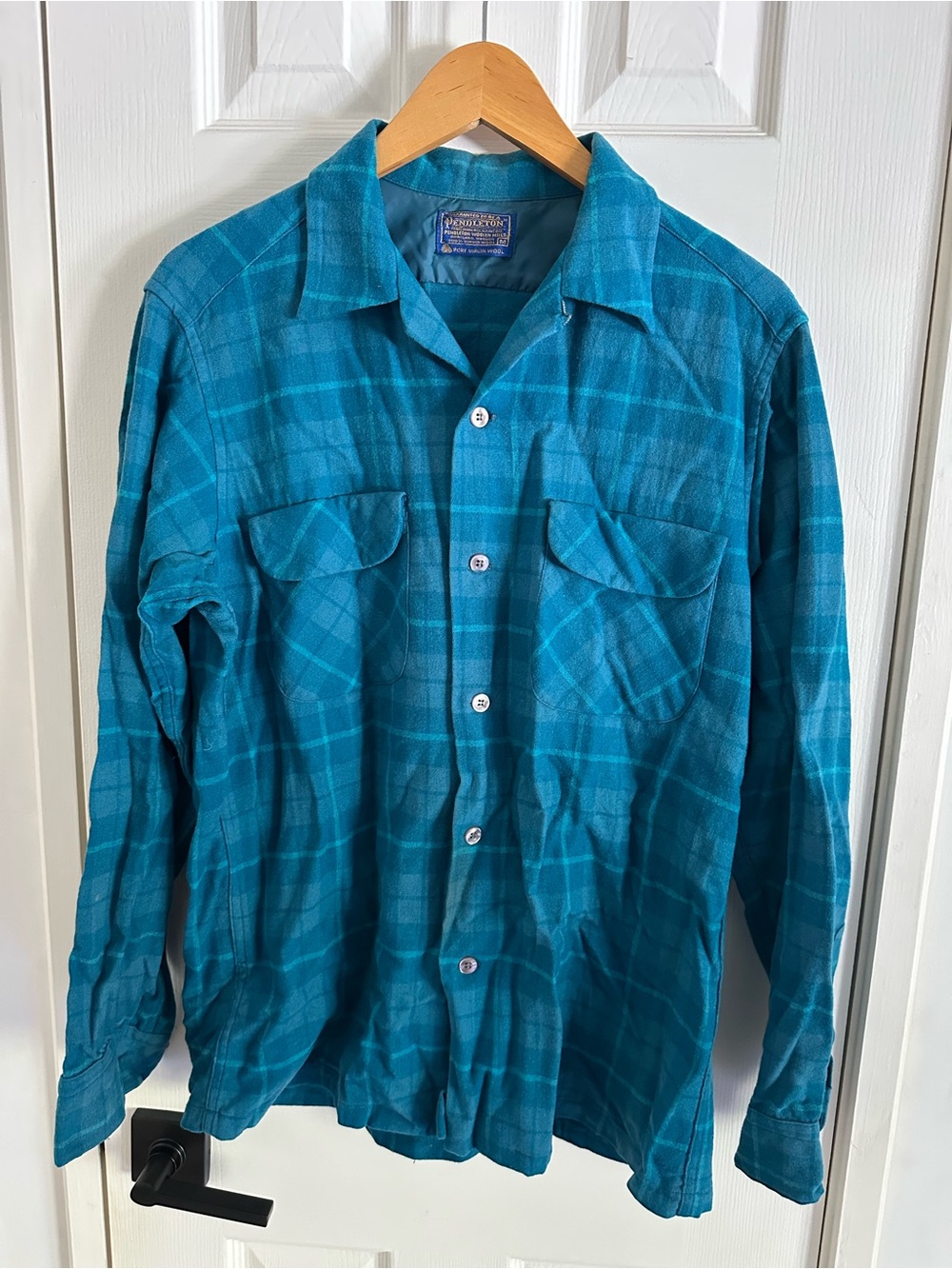 Pendleton Teal Plaid Men's Wool Shirt Jacket
